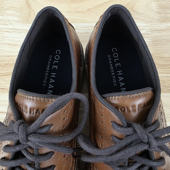 Cole‎ Haan Go-To Wingtip Oxford Shoes Mens 8 M British Tan Leather Brogue C34120 main image 4